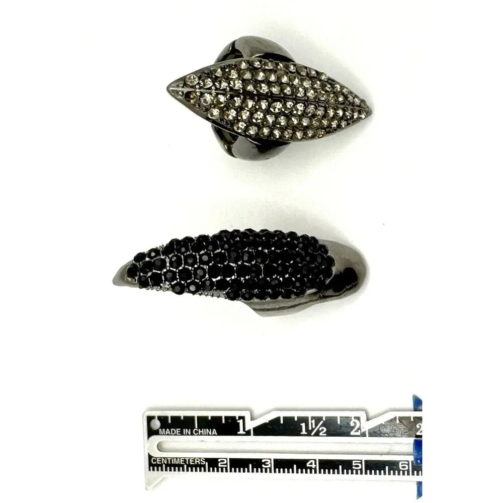 Gothic Rhinestone Rings 1 Stretch Elastic 1 Nail Finger Tip Goth Costume Jewelry